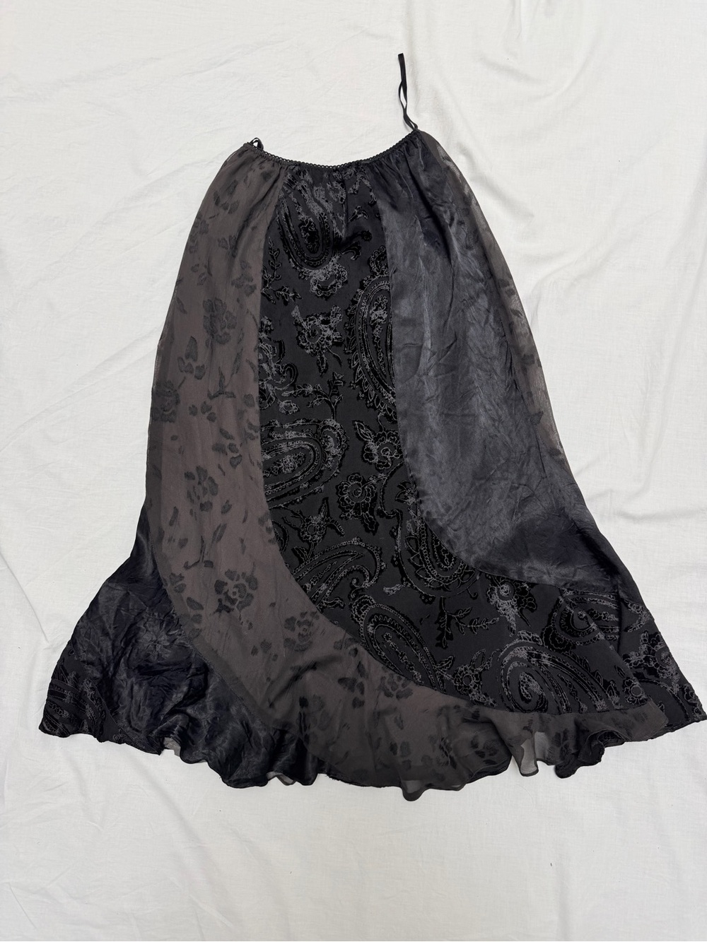 Temptations Black & Charcoal Mixed-Panel Maxi Skirt